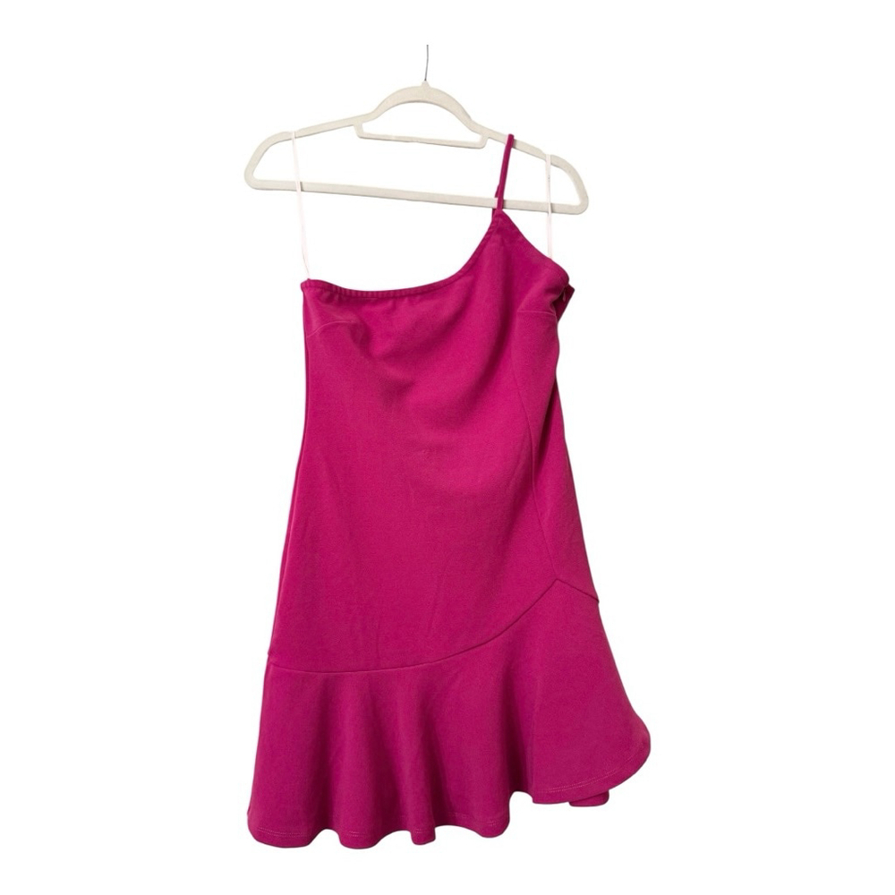 Lulus Glamour Goals Magenta One-Shoulder Trumpet Hem Mini Dress Size M - Picture 2 of 11